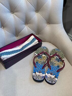 Tory Burch Printed Flip Flop - Multicolor, With Dust bag and Box, Size 8